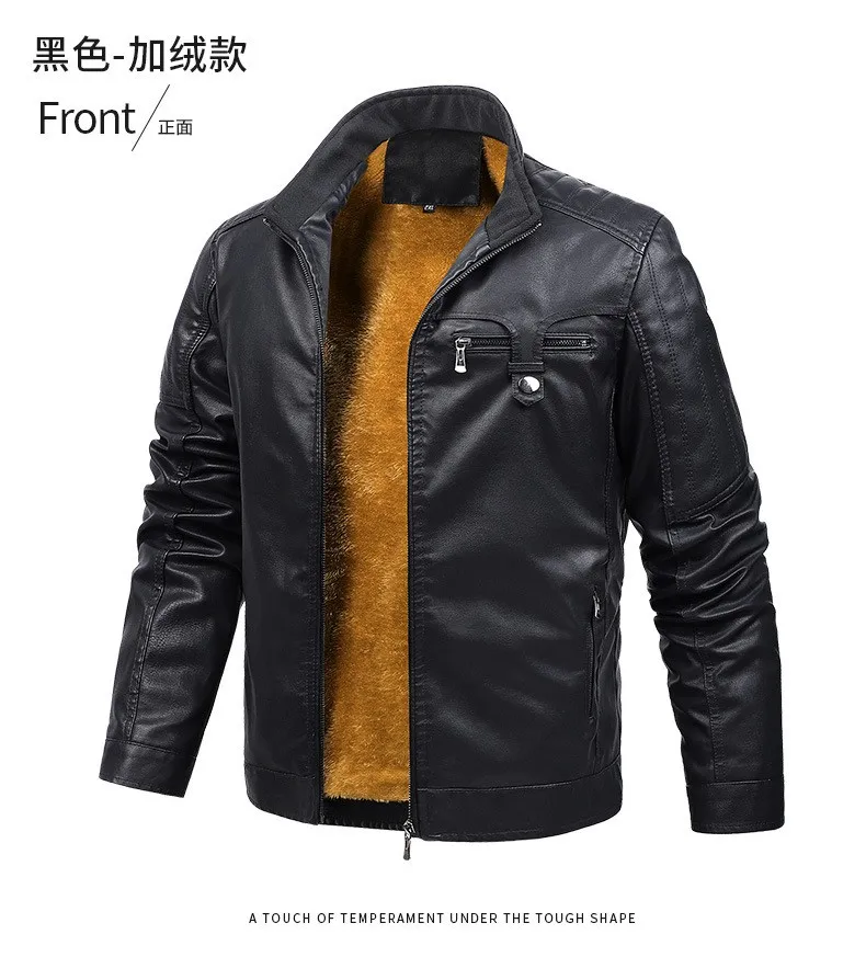Waterproof Motorcycle PU Jacket Biker velvet Leather Coats men Fleece Hooded Motorcycle Pu Leahter New Men's Leather Jackets