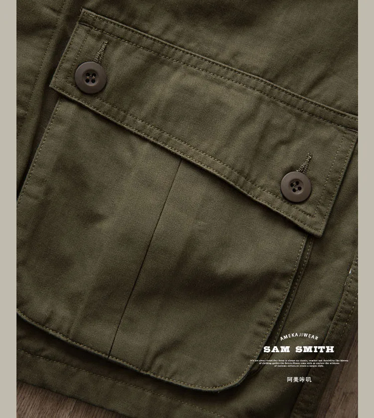TCU Multi Pockets American Vintage Casual Jackets Spring Autumn 100% Cotton Chevron Coats for Male Amekaji Workwear Hunting Wear
