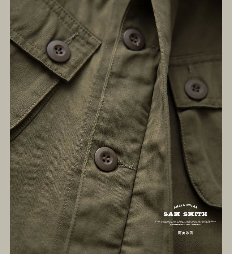 TCU Multi Pockets American Vintage Casual Jackets Spring Autumn 100% Cotton Chevron Coats for Male Amekaji Workwear Hunting Wear