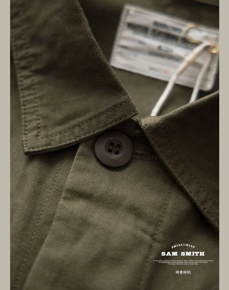 TCU Multi Pockets American Vintage Casual Jackets Spring Autumn 100% Cotton Chevron Coats for Male Amekaji Workwear Hunting Wear