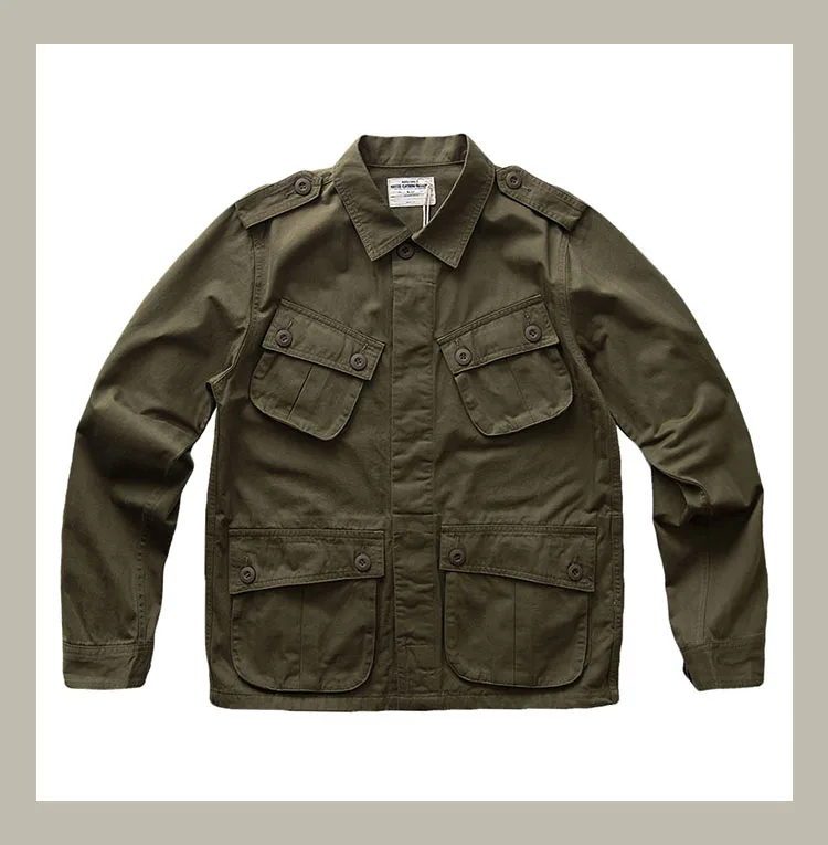 TCU Multi Pockets American Vintage Casual Jackets Spring Autumn 100% Cotton Chevron Coats for Male Amekaji Workwear Hunting Wear