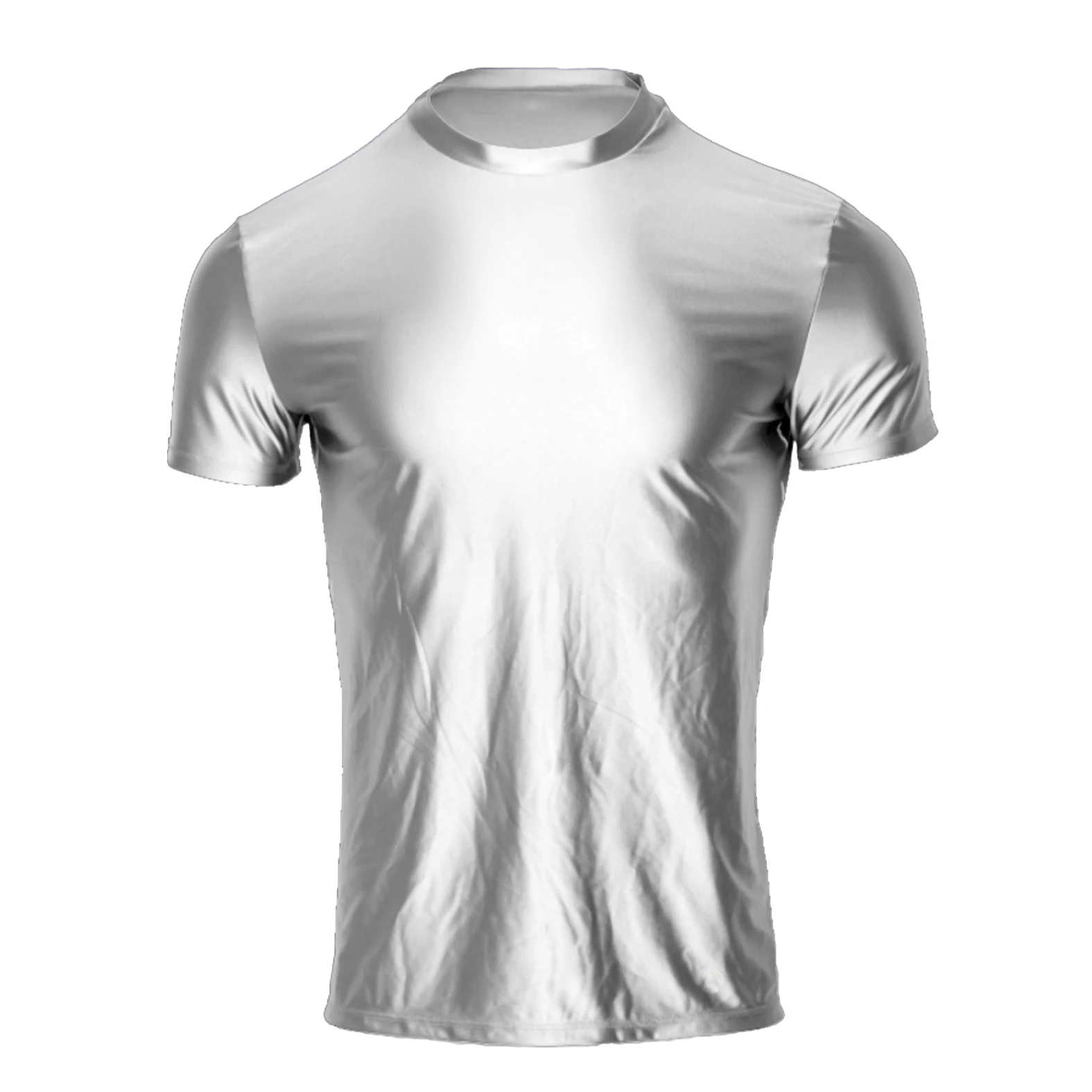 AMORESY Spring Men's Ice Silk Short-Sleeved T-Shirt Breathable Comfortable Casual Wear Half-Sleeved Top Home Wear