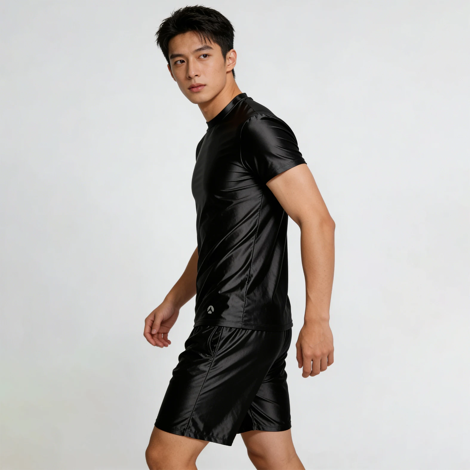 AMORESY Spring Men's Ice Silk Short-Sleeved T-Shirt Breathable Comfortable Casual Wear Half-Sleeved Top Home Wear