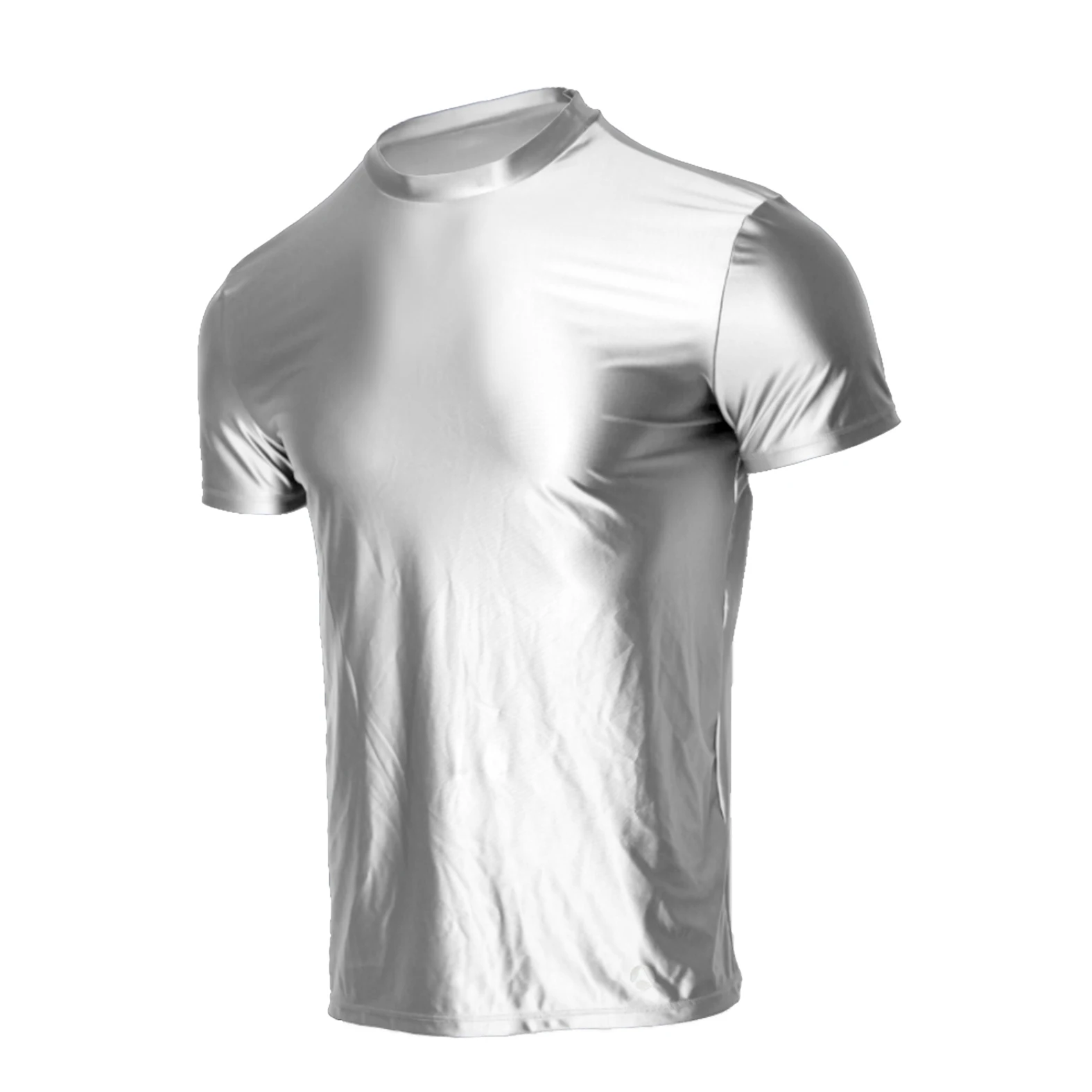 AMORESY Spring Men's Ice Silk Short-Sleeved T-Shirt Breathable Comfortable Casual Wear Half-Sleeved Top Home Wear