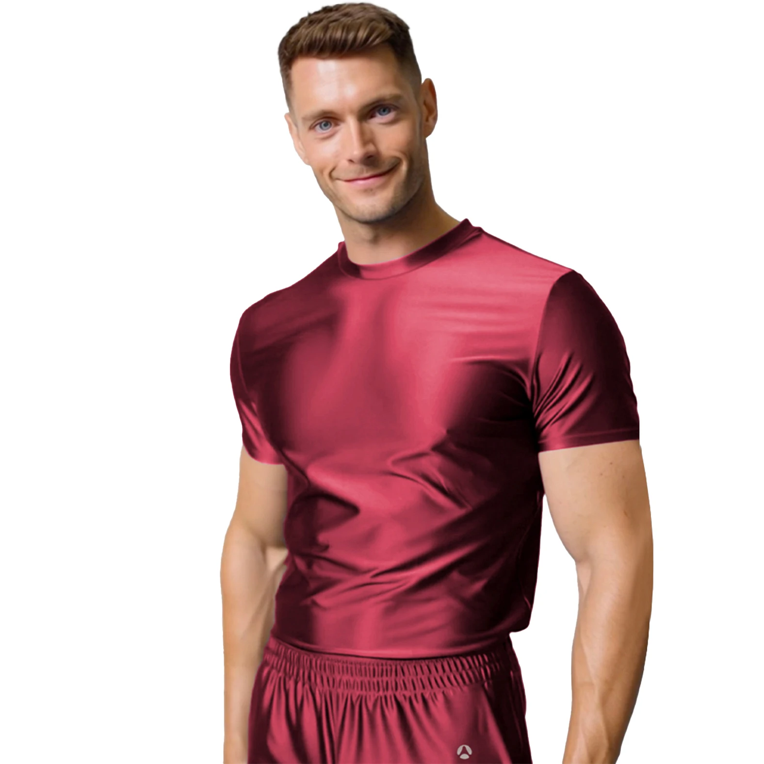 AMORESY Spring Men's Ice Silk Short-Sleeved T-Shirt Breathable Comfortable Casual Wear Half-Sleeved Top Home Wear