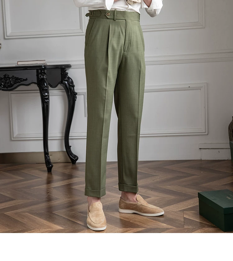 Mr. Deer Three Homemade Summer Breathable Thin Retro High Waist Pants Niche Naples Light Luxury Casual Pants Trendy Men