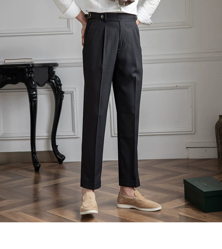 Mr. Deer Three Homemade Summer Breathable Thin Retro High Waist Pants Niche Naples Light Luxury Casual Pants Trendy Men