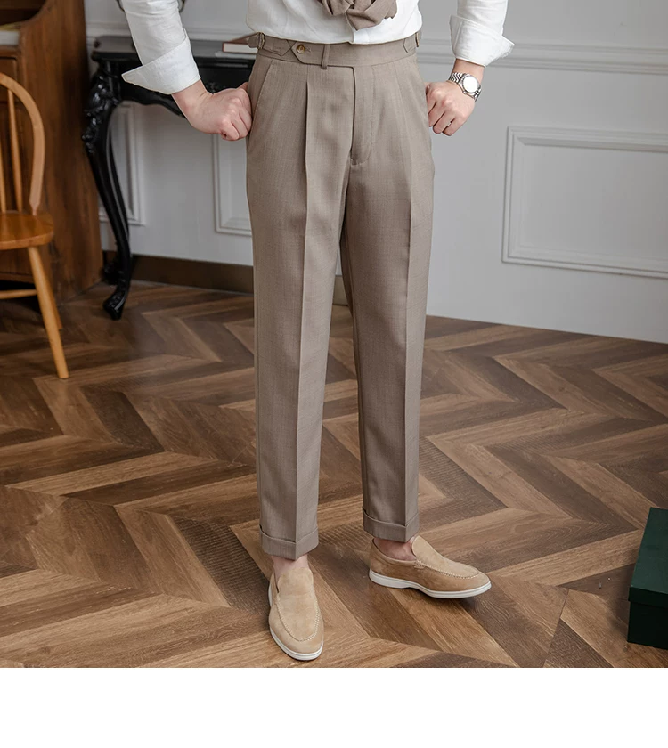 Mr. Deer Three Homemade Summer Breathable Thin Retro High Waist Pants Niche Naples Light Luxury Casual Pants Trendy Men