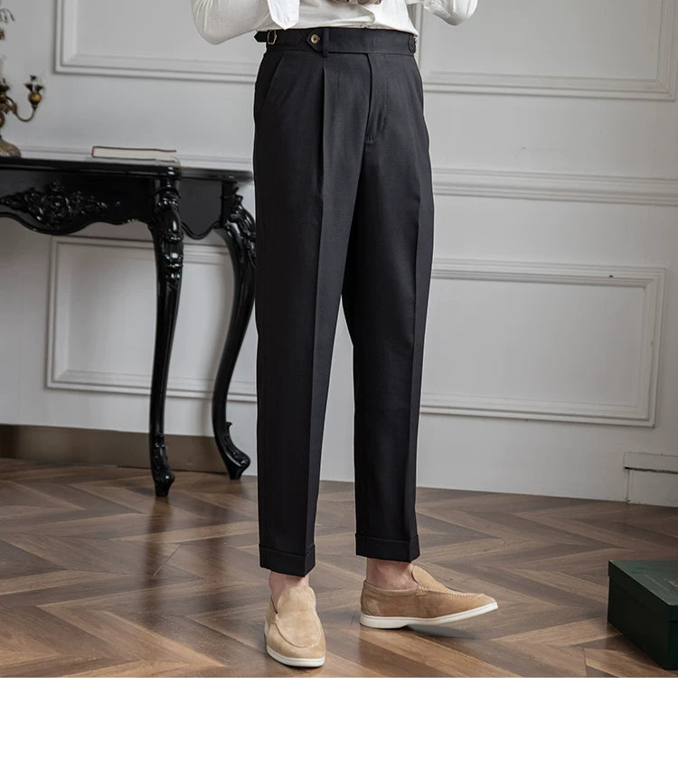 Mr. Deer Three Homemade Summer Breathable Thin Retro High Waist Pants Niche Naples Light Luxury Casual Pants Trendy Men