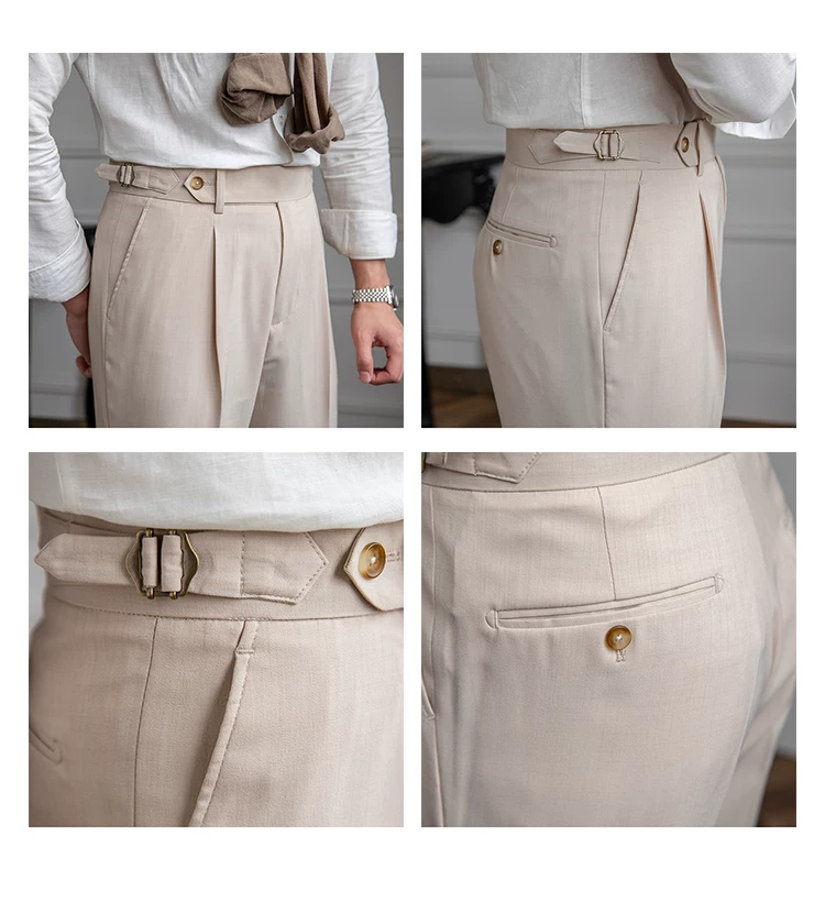 Mr. Deer Three Homemade Summer Breathable Thin Retro High Waist Pants Niche Naples Light Luxury Casual Pants Trendy Men