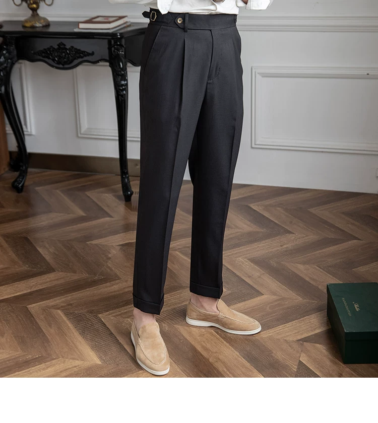 Mr. Deer Three Homemade Summer Breathable Thin Retro High Waist Pants Niche Naples Light Luxury Casual Pants Trendy Men