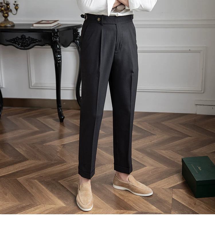 Mr. Deer Three Homemade Summer Breathable Thin Retro High Waist Pants Niche Naples Light Luxury Casual Pants Trendy Men