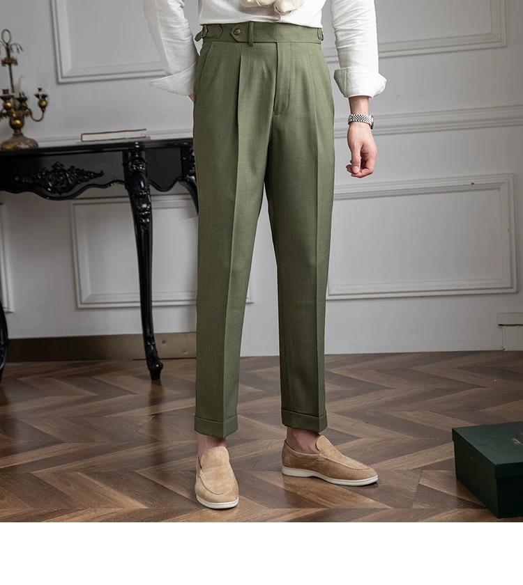 Mr. Deer Three Homemade Summer Breathable Thin Retro High Waist Pants Niche Naples Light Luxury Casual Pants Trendy Men