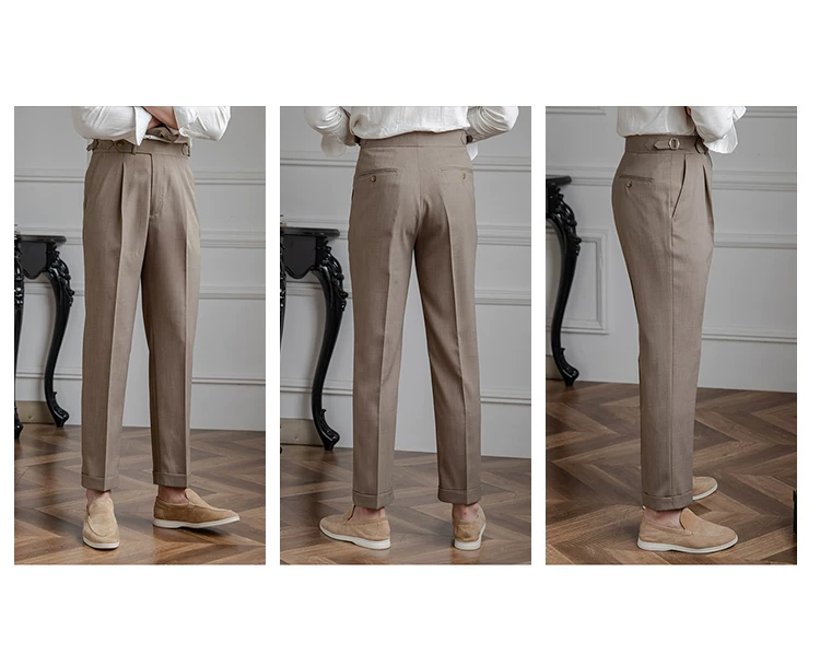 Mr. Deer Three Homemade Summer Breathable Thin Retro High Waist Pants Niche Naples Light Luxury Casual Pants Trendy Men