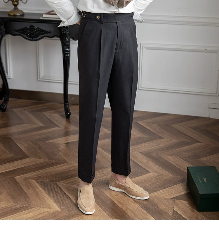 Mr. Deer Three Homemade Summer Breathable Thin Retro High Waist Pants Niche Naples Light Luxury Casual Pants Trendy Men
