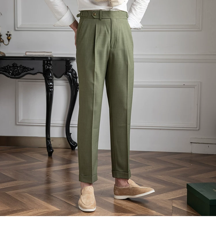 Mr. Deer Three Homemade Summer Breathable Thin Retro High Waist Pants Niche Naples Light Luxury Casual Pants Trendy Men