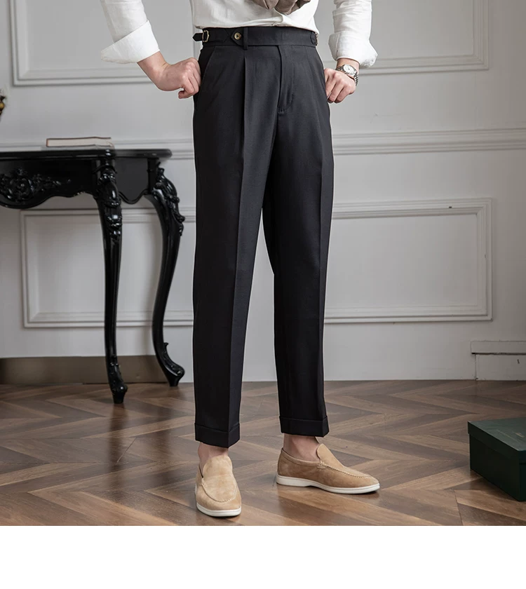 Mr. Deer Three Homemade Summer Breathable Thin Retro High Waist Pants Niche Naples Light Luxury Casual Pants Trendy Men