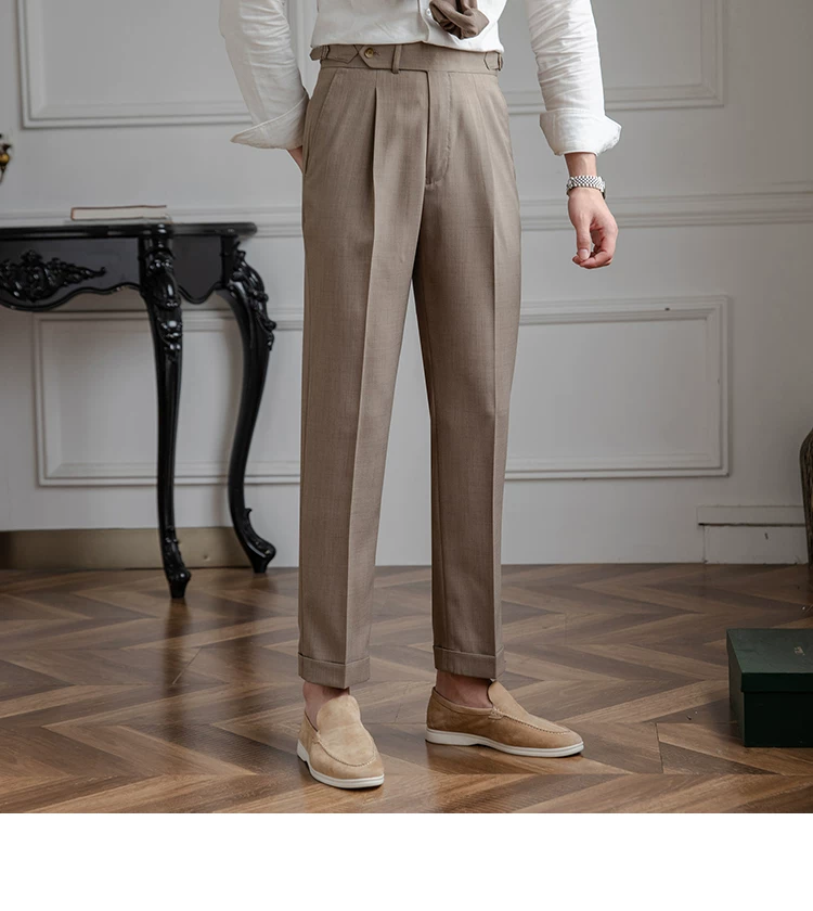 Mr. Deer Three Homemade Summer Breathable Thin Retro High Waist Pants Niche Naples Light Luxury Casual Pants Trendy Men