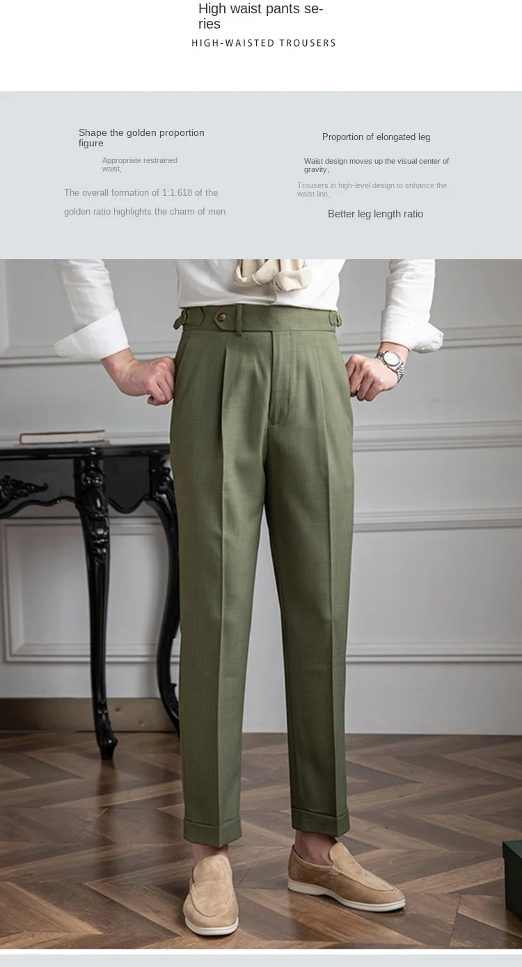 Mr. Deer Three Homemade Summer Breathable Thin Retro High Waist Pants Niche Naples Light Luxury Casual Pants Trendy Men