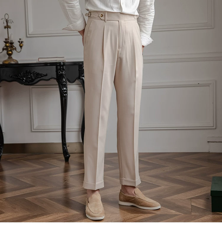 Mr. Deer Three Homemade Summer Breathable Thin Retro High Waist Pants Niche Naples Light Luxury Casual Pants Trendy Men