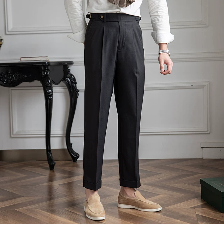 Mr. Deer Three Homemade Summer Breathable Thin Retro High Waist Pants Niche Naples Light Luxury Casual Pants Trendy Men