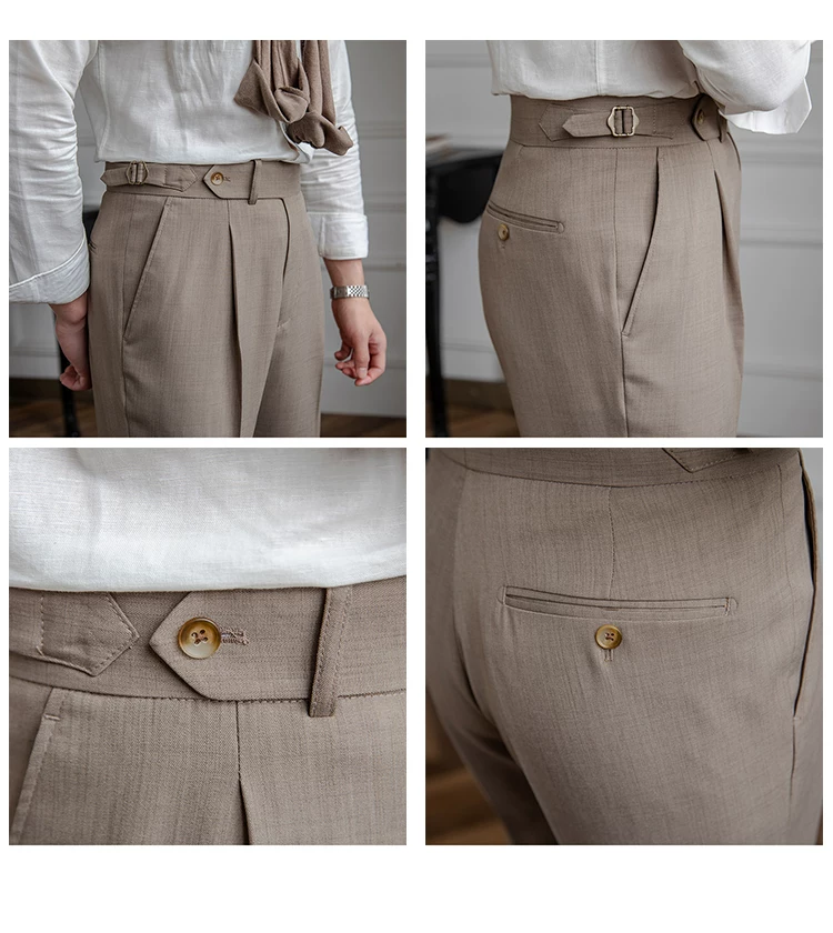 Mr. Deer Three Homemade Summer Breathable Thin Retro High Waist Pants Niche Naples Light Luxury Casual Pants Trendy Men