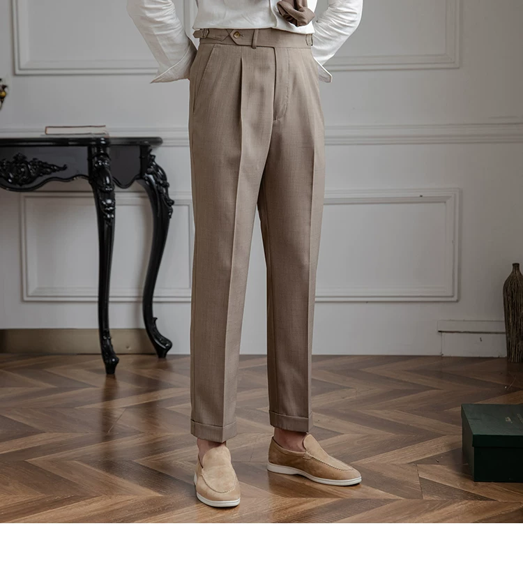 Mr. Deer Three Homemade Summer Breathable Thin Retro High Waist Pants Niche Naples Light Luxury Casual Pants Trendy Men