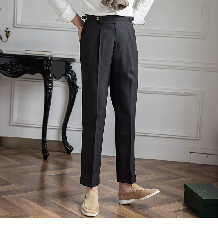 Mr. Deer Three Homemade Summer Breathable Thin Retro High Waist Pants Niche Naples Light Luxury Casual Pants Trendy Men