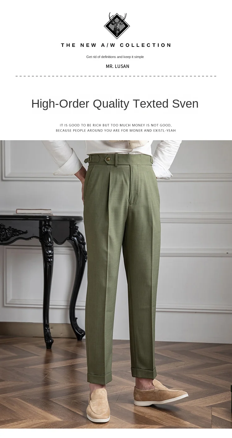 Mr. Deer Three Homemade Summer Breathable Thin Retro High Waist Pants Niche Naples Light Luxury Casual Pants Trendy Men