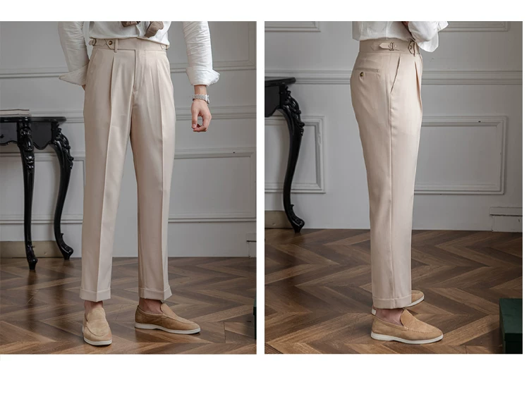 Mr. Deer Three Homemade Summer Breathable Thin Retro High Waist Pants Niche Naples Light Luxury Casual Pants Trendy Men