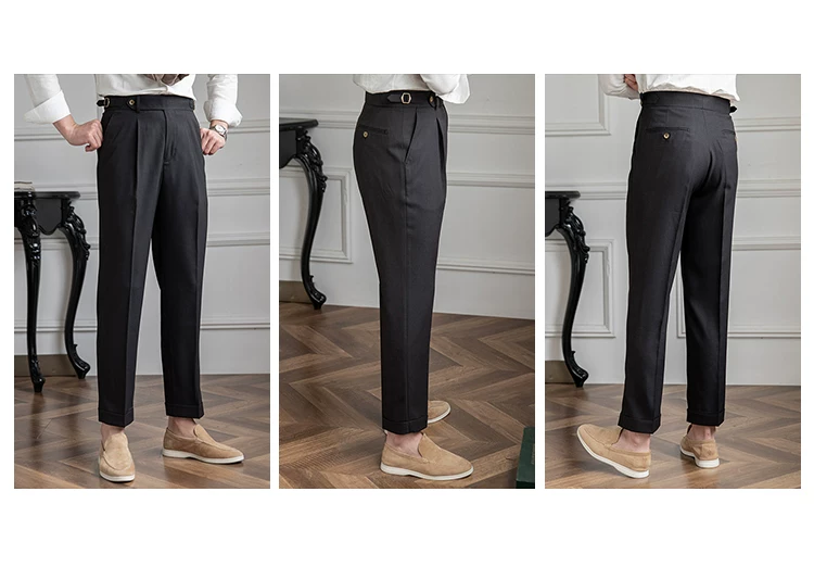Mr. Deer Three Homemade Summer Breathable Thin Retro High Waist Pants Niche Naples Light Luxury Casual Pants Trendy Men