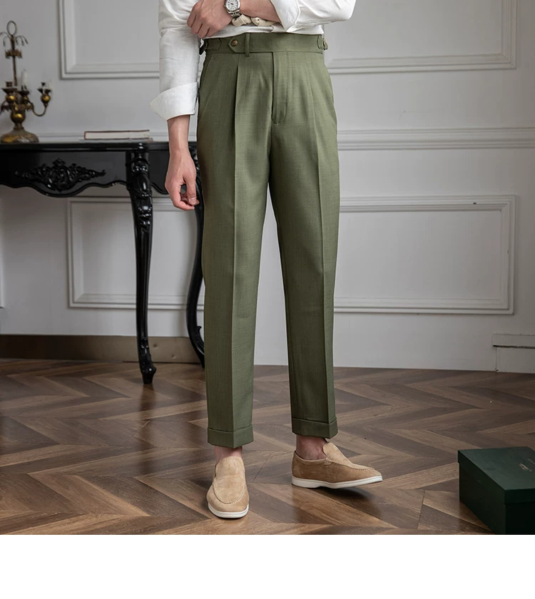 Mr. Deer Three Homemade Summer Breathable Thin Retro High Waist Pants Niche Naples Light Luxury Casual Pants Trendy Men