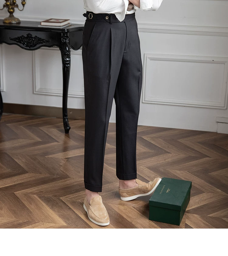 Mr. Deer Three Homemade Summer Breathable Thin Retro High Waist Pants Niche Naples Light Luxury Casual Pants Trendy Men