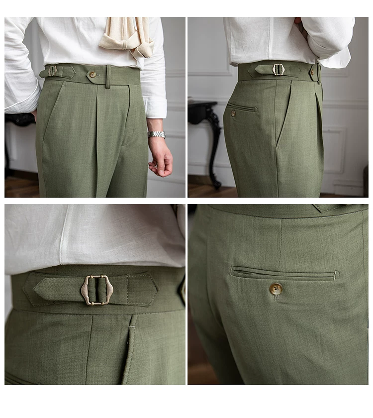 Mr. Deer Three Homemade Summer Breathable Thin Retro High Waist Pants Niche Naples Light Luxury Casual Pants Trendy Men