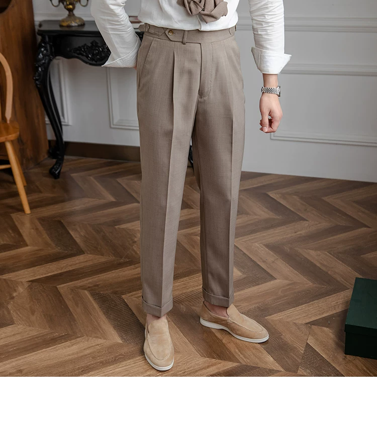 Mr. Deer Three Homemade Summer Breathable Thin Retro High Waist Pants Niche Naples Light Luxury Casual Pants Trendy Men
