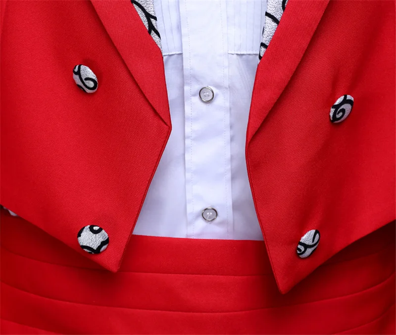 Tailcoat Suits Men Vest Jacket White Tail Coat Chorus Tuxedo Floral Stage Costume Singer Performer Magician Host Outfits