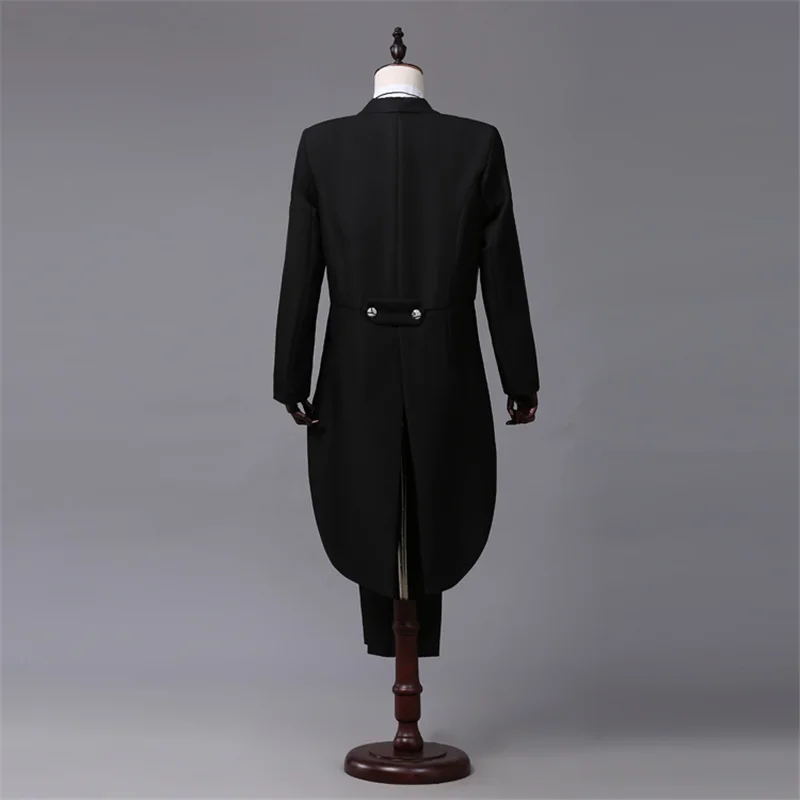 Tailcoat Suits Men Vest Jacket White Tail Coat Chorus Tuxedo Floral Stage Costume Singer Performer Magician Host Outfits