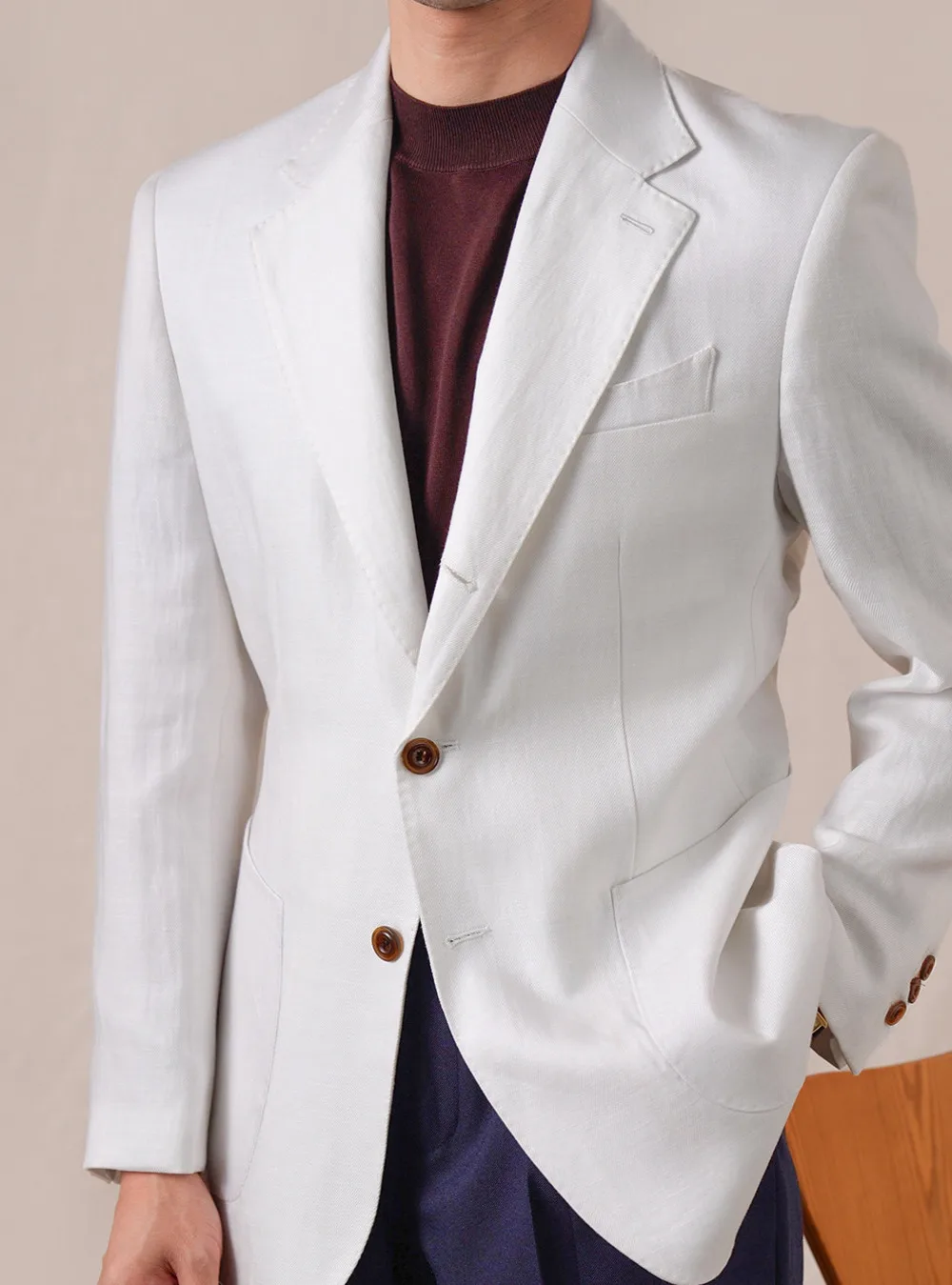 Linen Blend Men Blazer Single Breasted Business Men Blazer 2026 Vintage Gentleman Wedding Groom Formal Blazer Xadrez Masculino