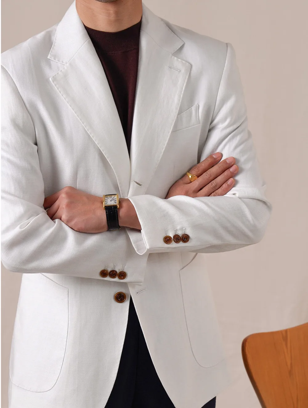 Linen Blend Men Blazer Single Breasted Business Men Blazer 2026 Vintage Gentleman Wedding Groom Formal Blazer Xadrez Masculino