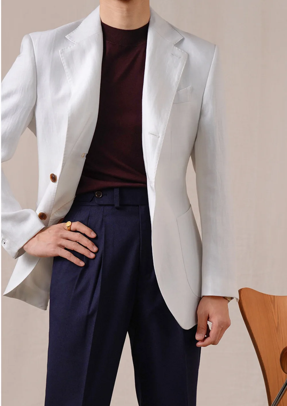 Linen Blend Men Blazer Single Breasted Business Men Blazer 2026 Vintage Gentleman Wedding Groom Formal Blazer Xadrez Masculino