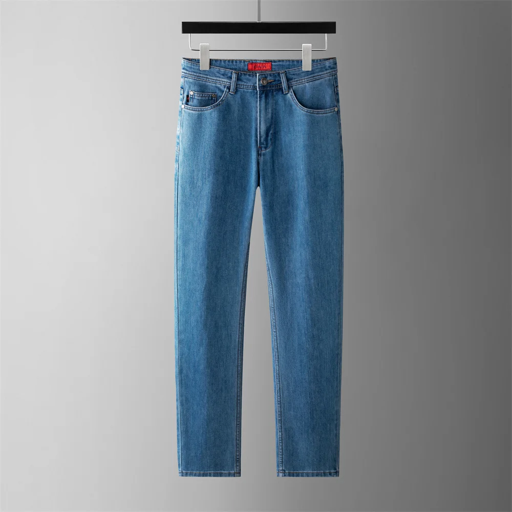 OECHSLI Jeans Thin Cotton Men 2026 Spring Summer new quality fashion comfortable elasticity straight Big size 31-38 Pants