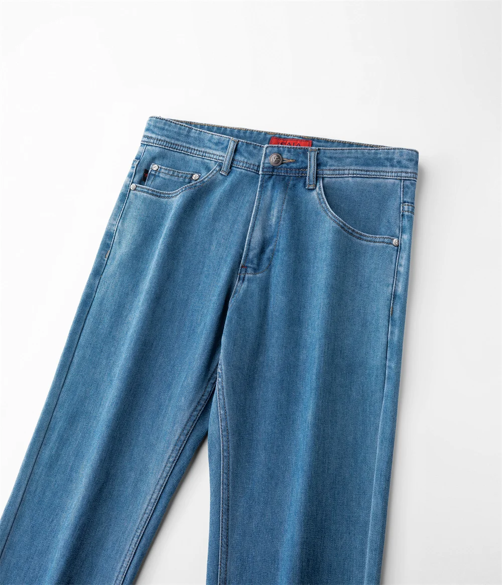 OECHSLI Jeans Thin Cotton Men 2026 Spring Summer new quality fashion comfortable elasticity straight Big size 31-38 Pants