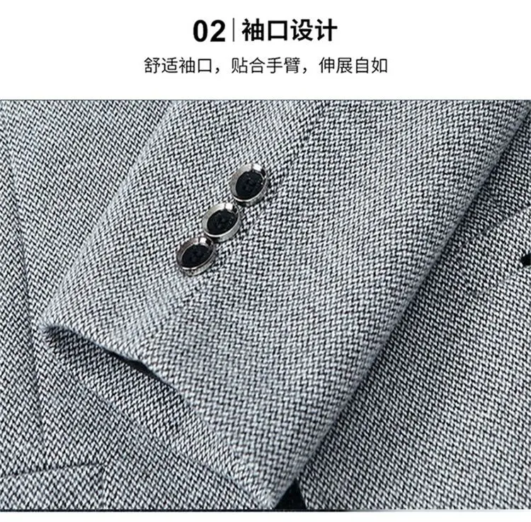 Spring New Men's Business Casual Blazer Wool Blend Middle Aged Male Fashion Suit Jacket Single Breasted Outerwear Top