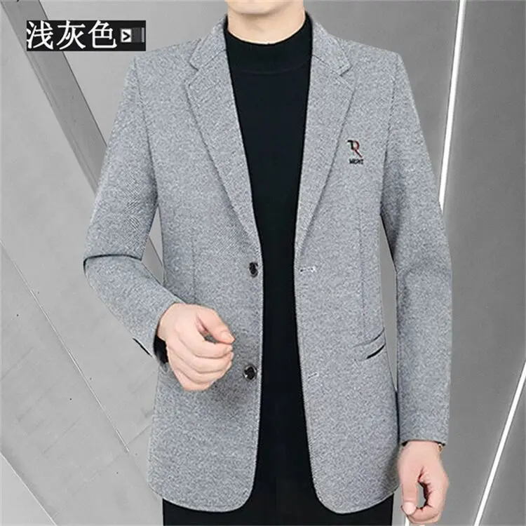 Spring New Men's Business Casual Blazer Wool Blend Middle Aged Male Fashion Suit Jacket Single Breasted Outerwear Top
