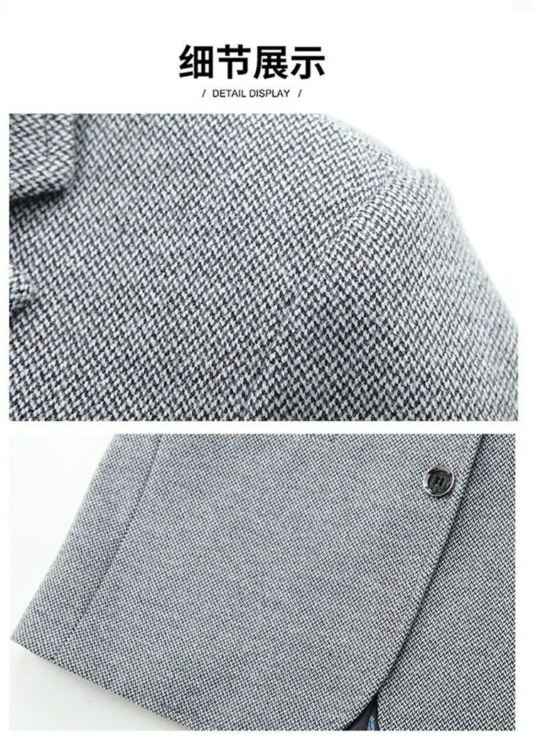 Spring New Men's Business Casual Blazer Wool Blend Middle Aged Male Fashion Suit Jacket Single Breasted Outerwear Top
