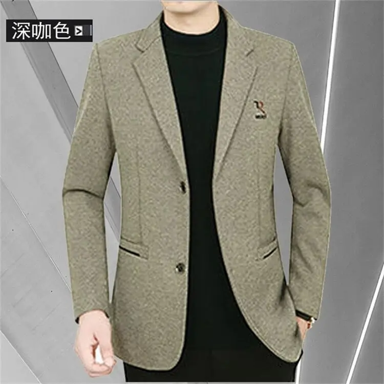 Spring New Men's Business Casual Blazer Wool Blend Middle Aged Male Fashion Suit Jacket Single Breasted Outerwear Top