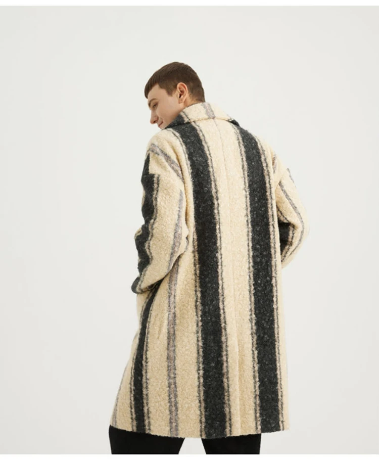 Mauroicardi Autumn Winter Long Loose Stylish Thick Warm Colorful Plaid Wool & Blends Coat Men Double Breasted Runway Fashion