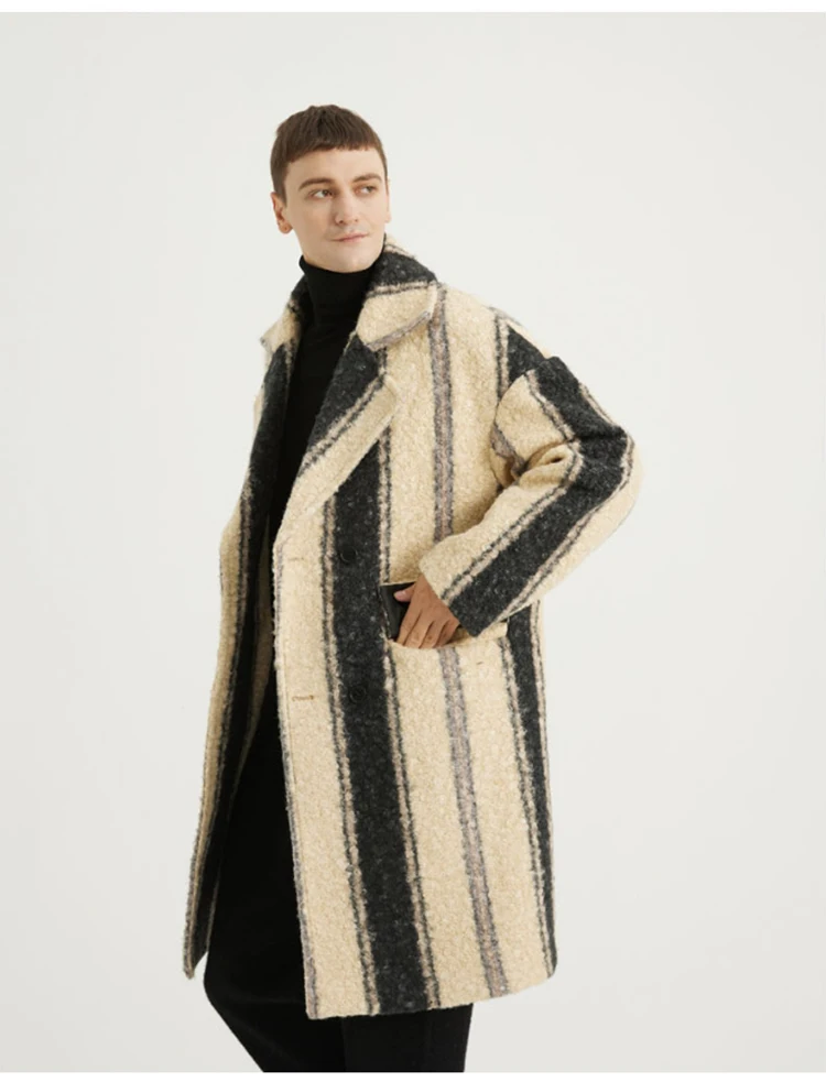 Mauroicardi Autumn Winter Long Loose Stylish Thick Warm Colorful Plaid Wool & Blends Coat Men Double Breasted Runway Fashion