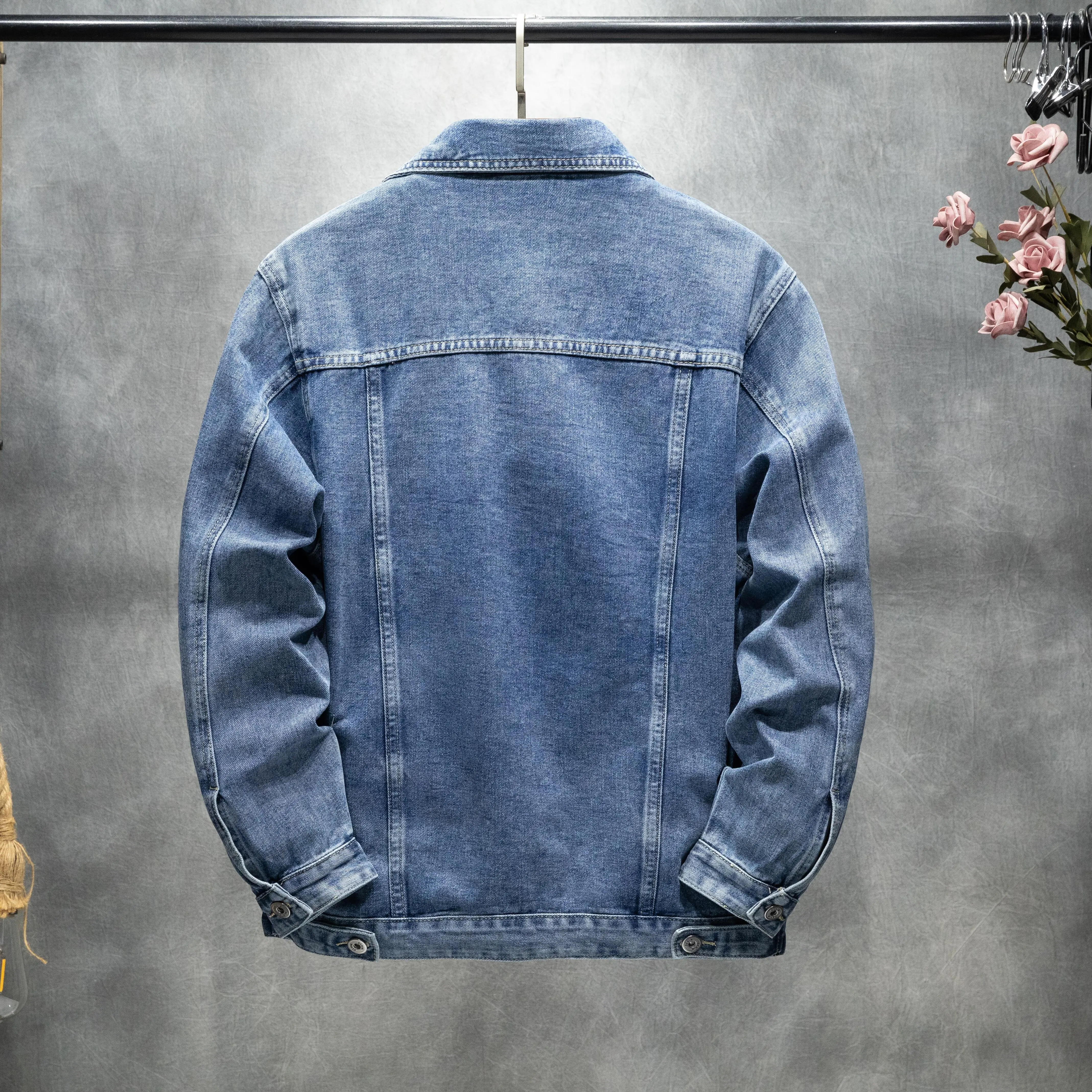 Men's American-Style Autumn Vintage Classic Style Versatile Large Size Workwear Denim Non-Stretch Jacket