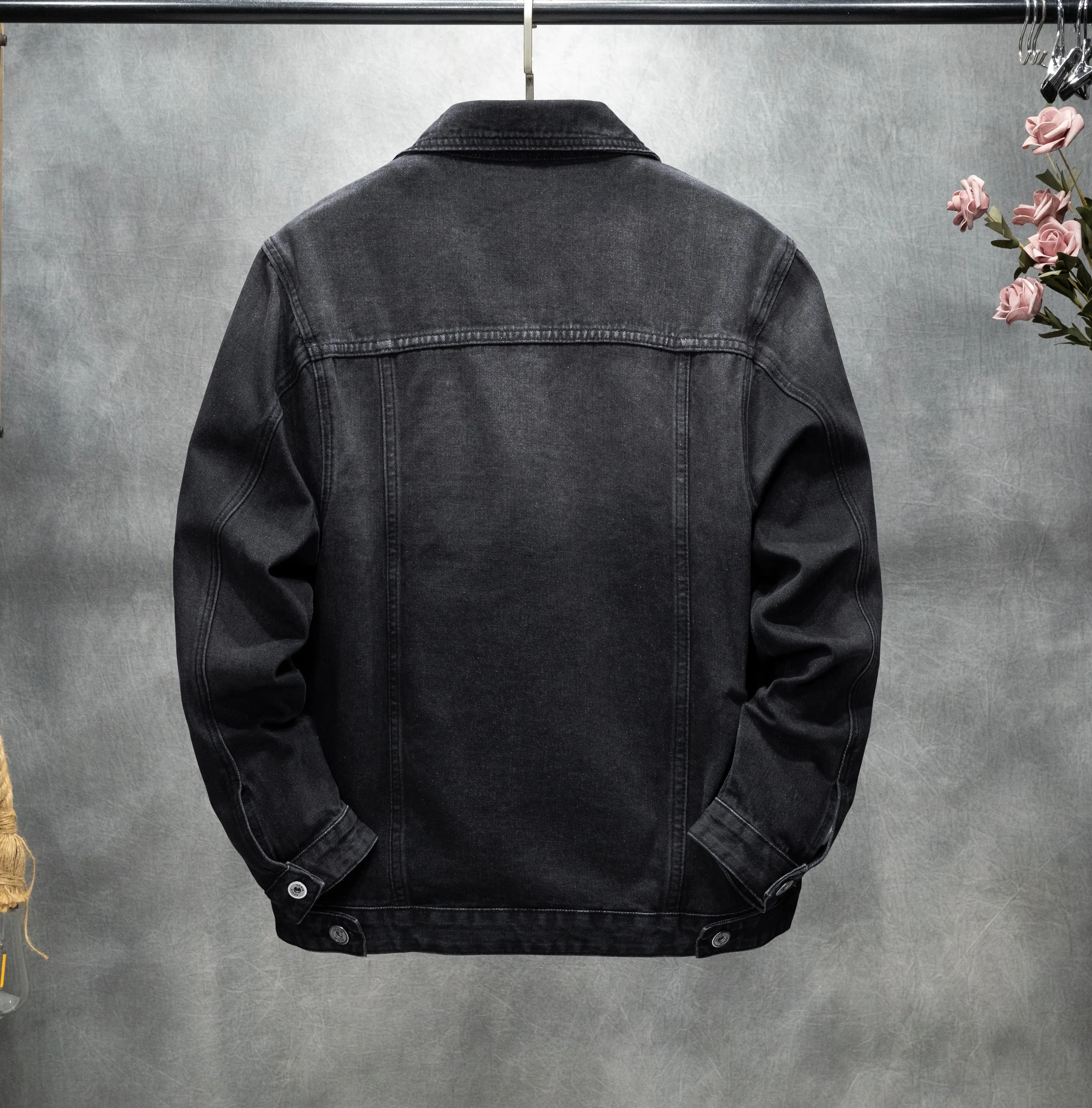 Men's American-Style Autumn Vintage Classic Style Versatile Large Size Workwear Denim Non-Stretch Jacket